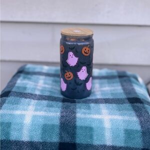 Halloween Ghost and Pumpkin Jar